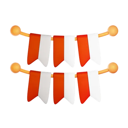 Indonesian Flag Decoration  3D Icon