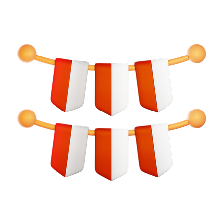 Indonesian Flag Decoration  3D Icon