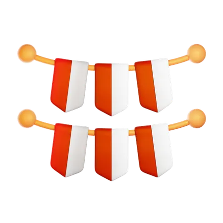 Indonesian Flag Decoration  3D Icon