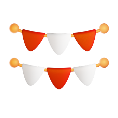 Indonesian Flag Decoration  3D Icon