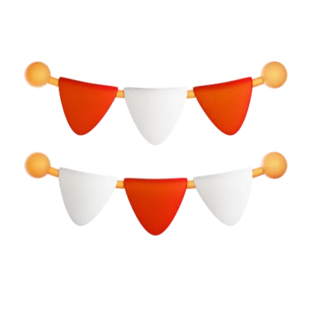 Indonesian Flag Decoration  3D Icon