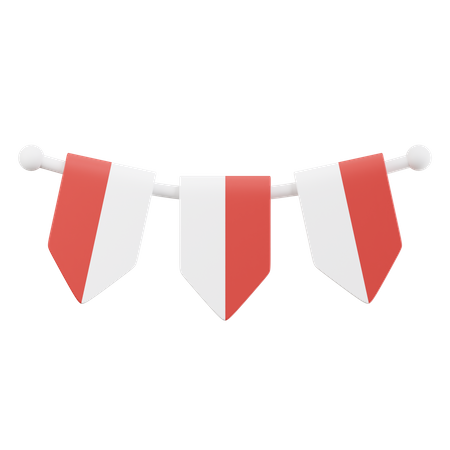 Indonesian flag decoration  3D Icon