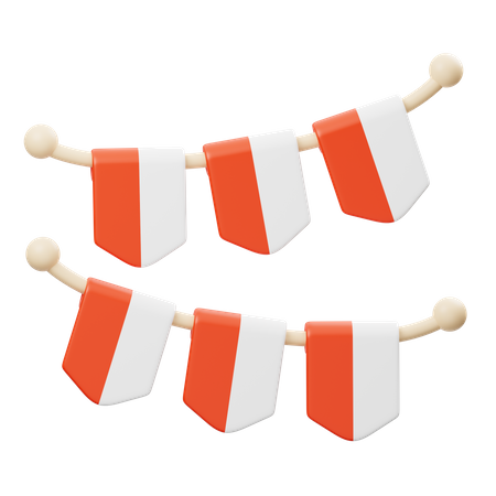 Indonesian Flag Decoration  3D Icon