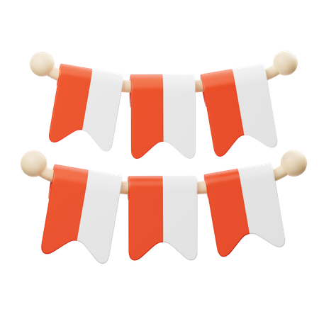 Indonesian Flag Decoration  3D Icon