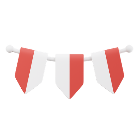 Indonesian flag decoration  3D Icon