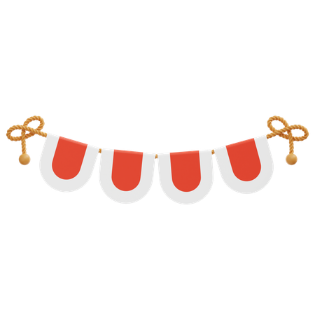 Indonesian Flag Garland 2  3D Icon