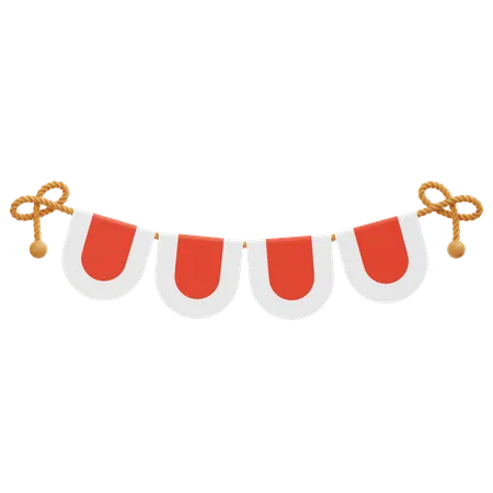 Indonesian Flag Garland 2  3D Icon