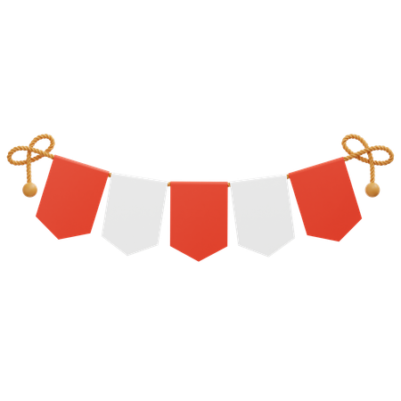 Indonesian Flag Garland 3  3D Icon