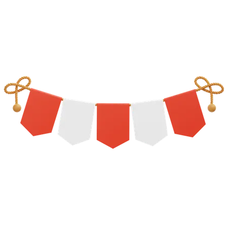 Indonesian Flag Garland 3  3D Icon
