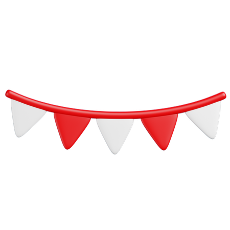 Indonesian Flag Garland  3D Icon