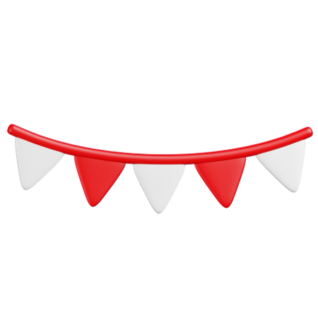 Indonesian Flag Garland  3D Icon