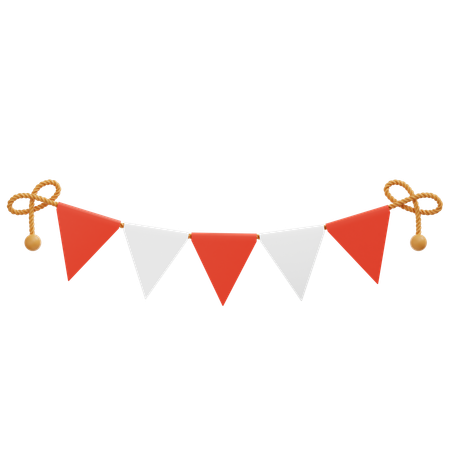 Indonesian Flag Garland 4  3D Icon