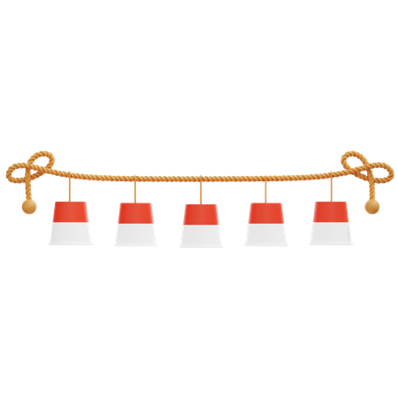 Indonesian Flag Garland Decoration  3D Icon