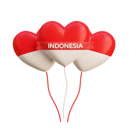 Indonesian Flag Heart Balloon  3D Icon