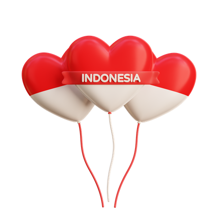 Indonesian Flag Heart Balloon  3D Icon