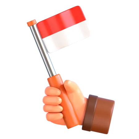 Indonesian Flag Held by Hand  3D Icon