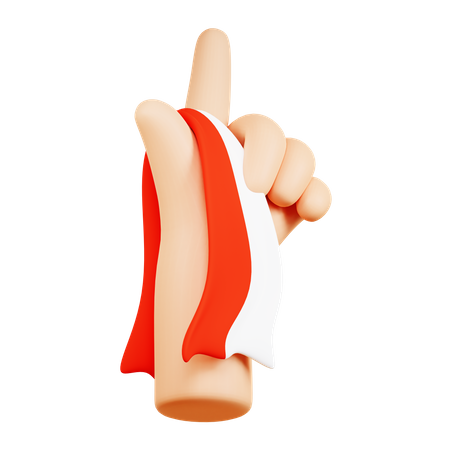 Indonesian Flag Held by Hand  3D Icon