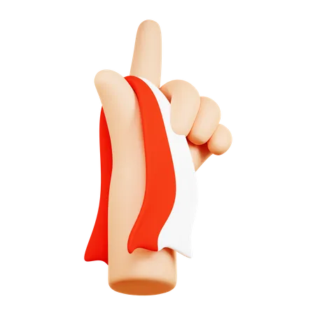 Indonesian Flag Held by Hand  3D Icon