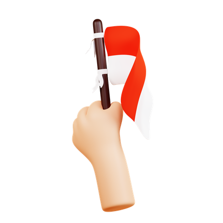 Indonesian Flag in Hand  3D Icon