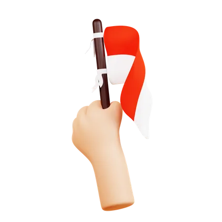 Indonesian Flag in Hand  3D Icon