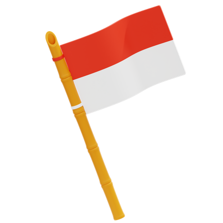 Indonesian Flag on Bamboo  3D Icon
