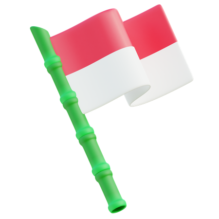 Indonesian Flag On Bamboo Spear  3D Icon