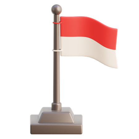 Indonesian Flag On Pole  3D Icon