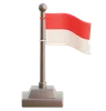 Indonesian Flag On Pole