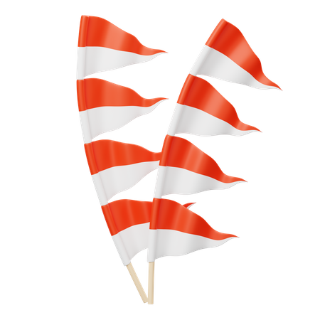 Indonesian Flag Pennant  3D Icon