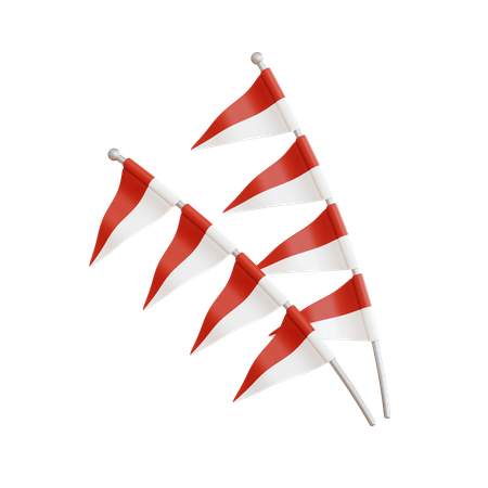 Indonesian Flag Pennant  3D Icon