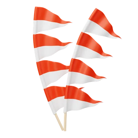 Indonesian Flag Pennant  3D Icon