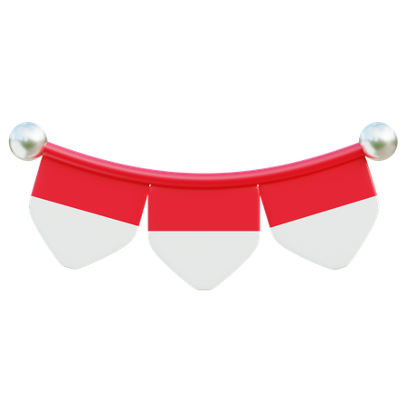 Indonesian Flag Pennant Garland  3D Icon