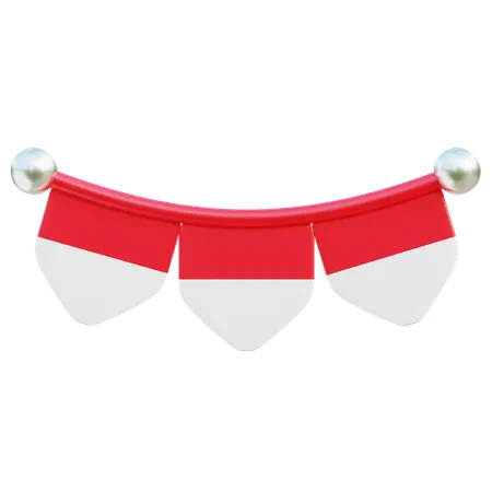 Indonesian Flag Pennant Garland  3D Icon