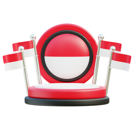 Indonesian Flag Podium Display  3D Icon