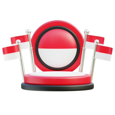 Indonesian Flag Podium Display  3D Icon