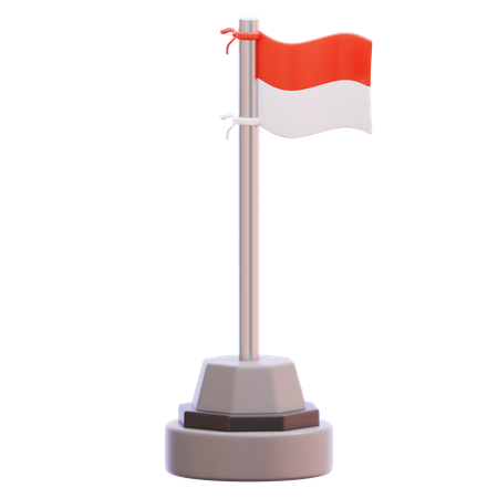 インドネシア国旗ポール  3D Icon