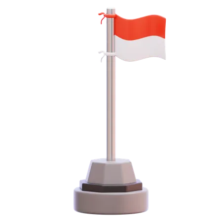 インドネシア国旗ポール  3D Icon