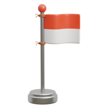 Indonesian Flag Pole  3D Icon