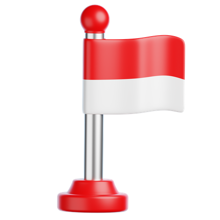 Indonesian Flag Pole  3D Icon