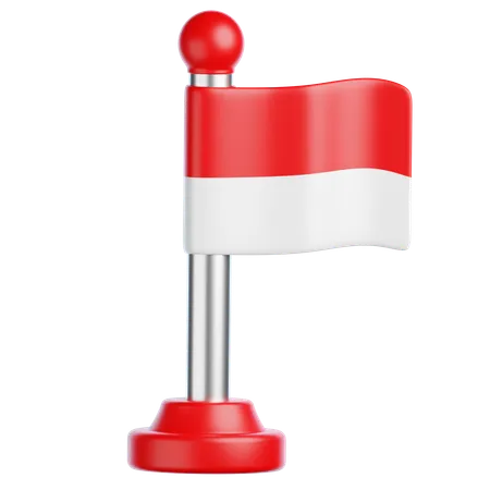 Indonesian Flag Pole  3D Icon