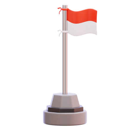 Indonesian Flag Pole  3D Icon