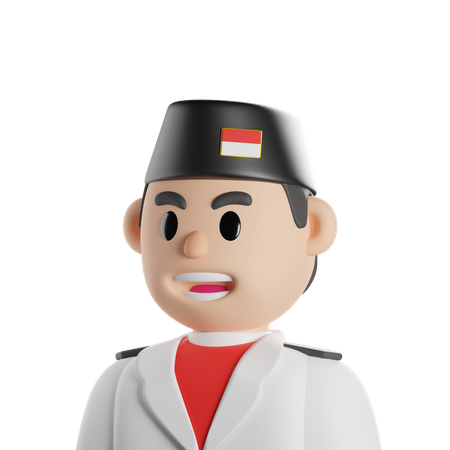 Indonesian Flag Raiser Man  3D Icon