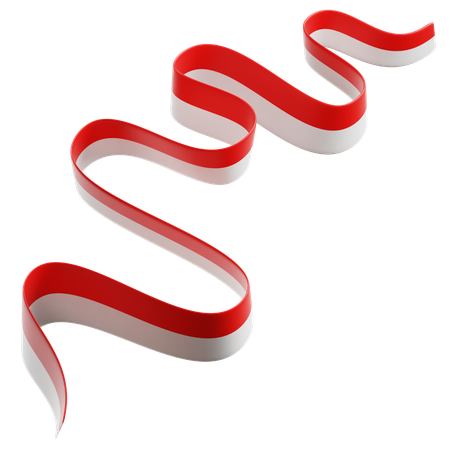 Indonesian Flag Ribbon  3D Icon