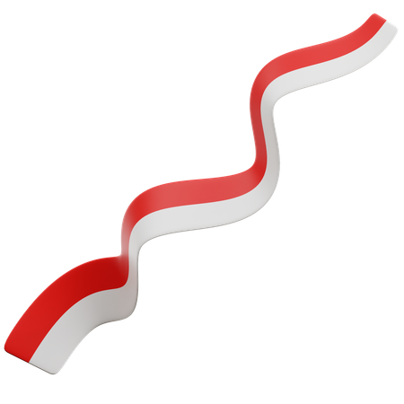 Indonesian Flag Ribbon  3D Icon