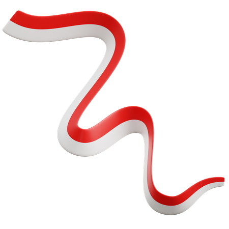 Indonesian Flag Ribbon  3D Icon
