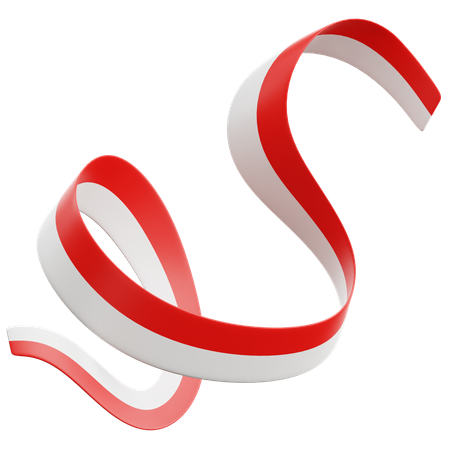 Indonesian Flag Ribbon  3D Icon