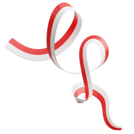 Indonesian Flag Ribbon  3D Icon