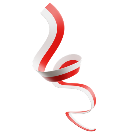Indonesian Flag Ribbon  3D Icon