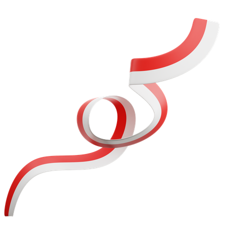 Indonesian Flag Ribbon  3D Icon
