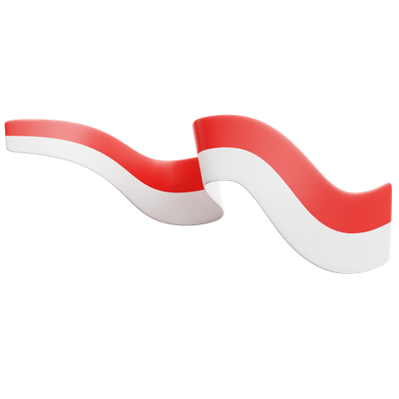 Indonesian Flag Ribbon  3D Icon